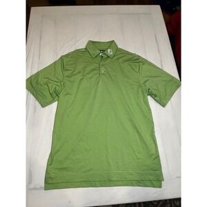 FootJoy FJ Golf Polo Shirt Green Striped Mens Medium Short Sleeve Embroidered